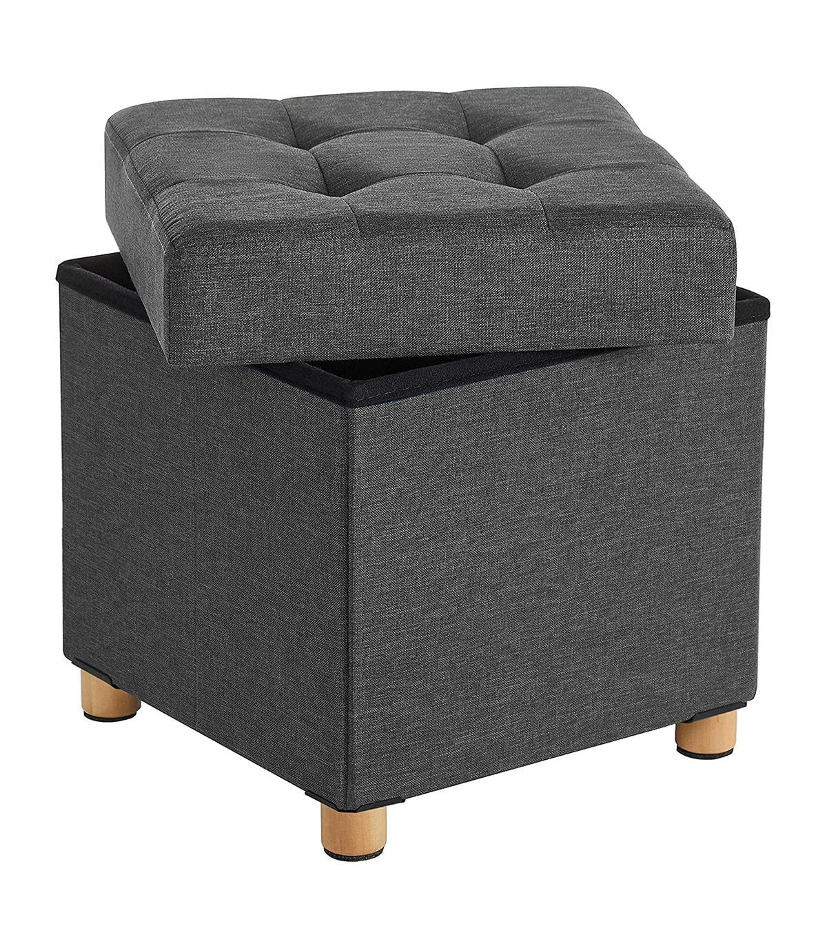 - Tabouret de Rangement sur Pieds, Pliable L38 cm - Gris