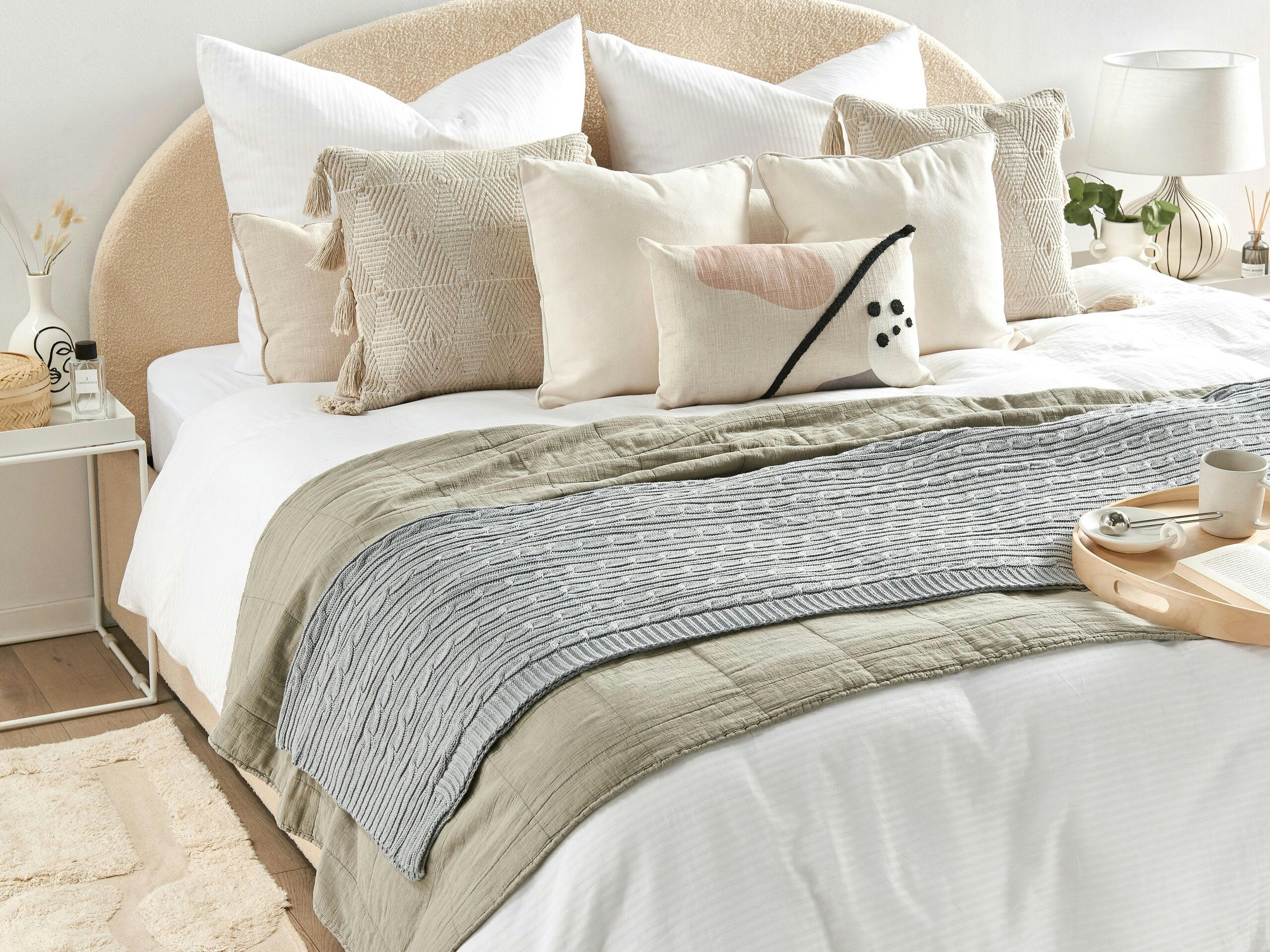 ANAMUR - Couverture en coton gris 180x110cm