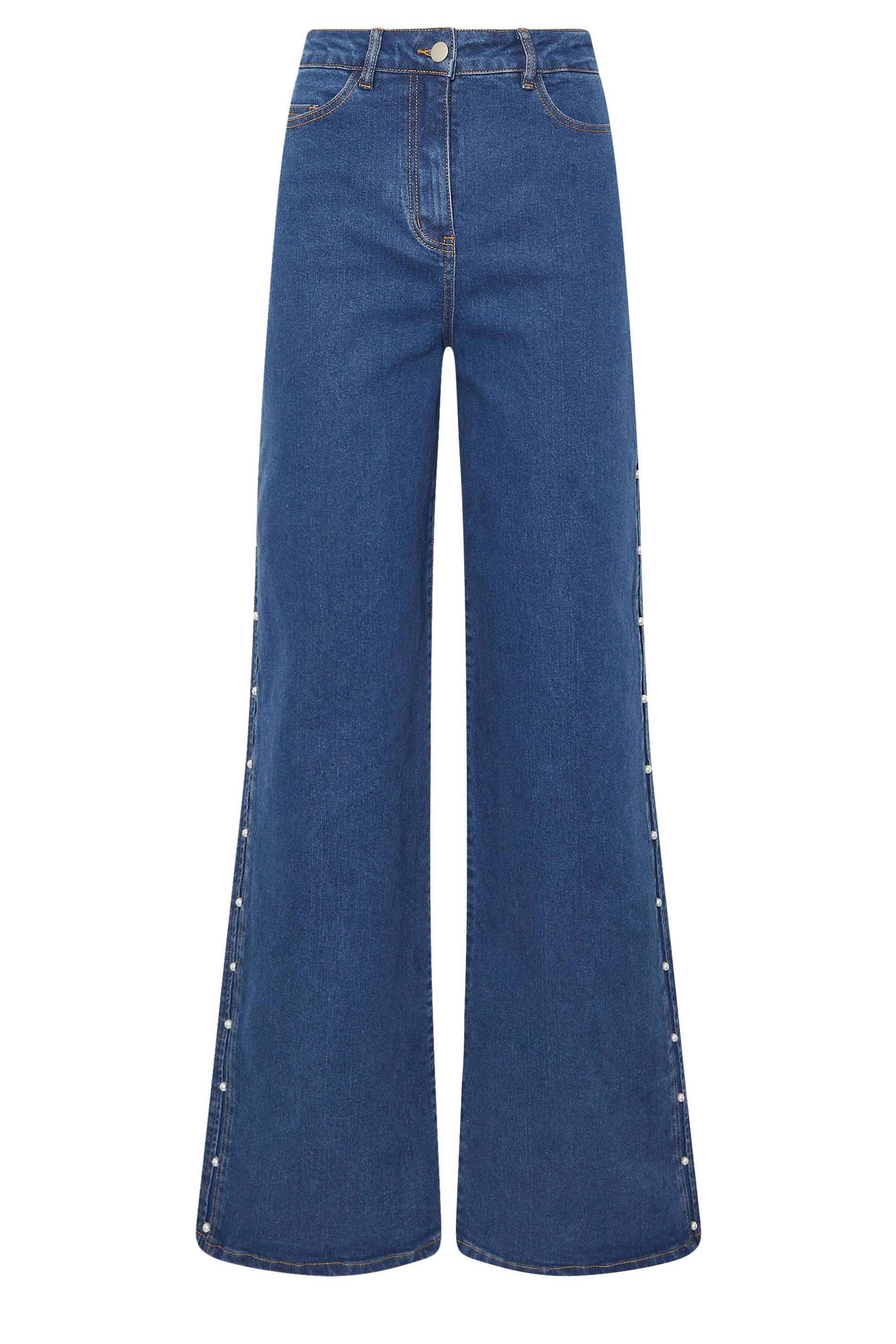 Long Tall Sally Tall Pearl Detail Wide Leg Jeans