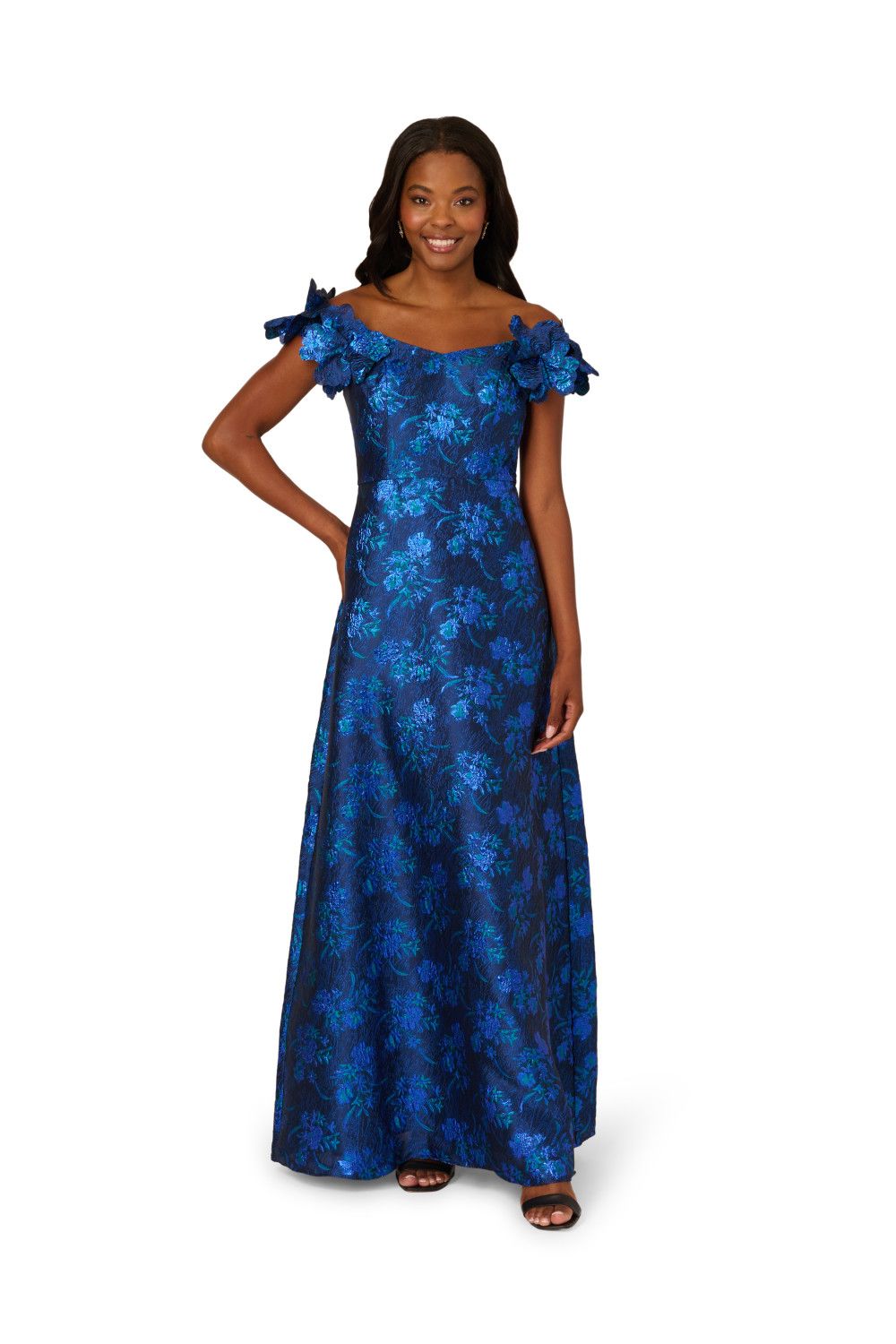 Adrianna Papell Floral Jacquard Gown