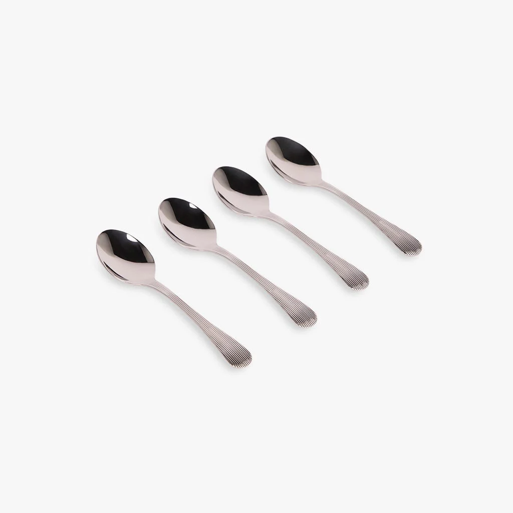 Conjunto 4 Colheres de Café em Aço Inox Prateado GROOVY