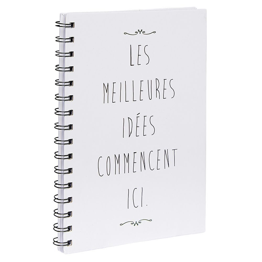 Cahier à spirale inscription Meilleures idées A5 blanc 160 pages