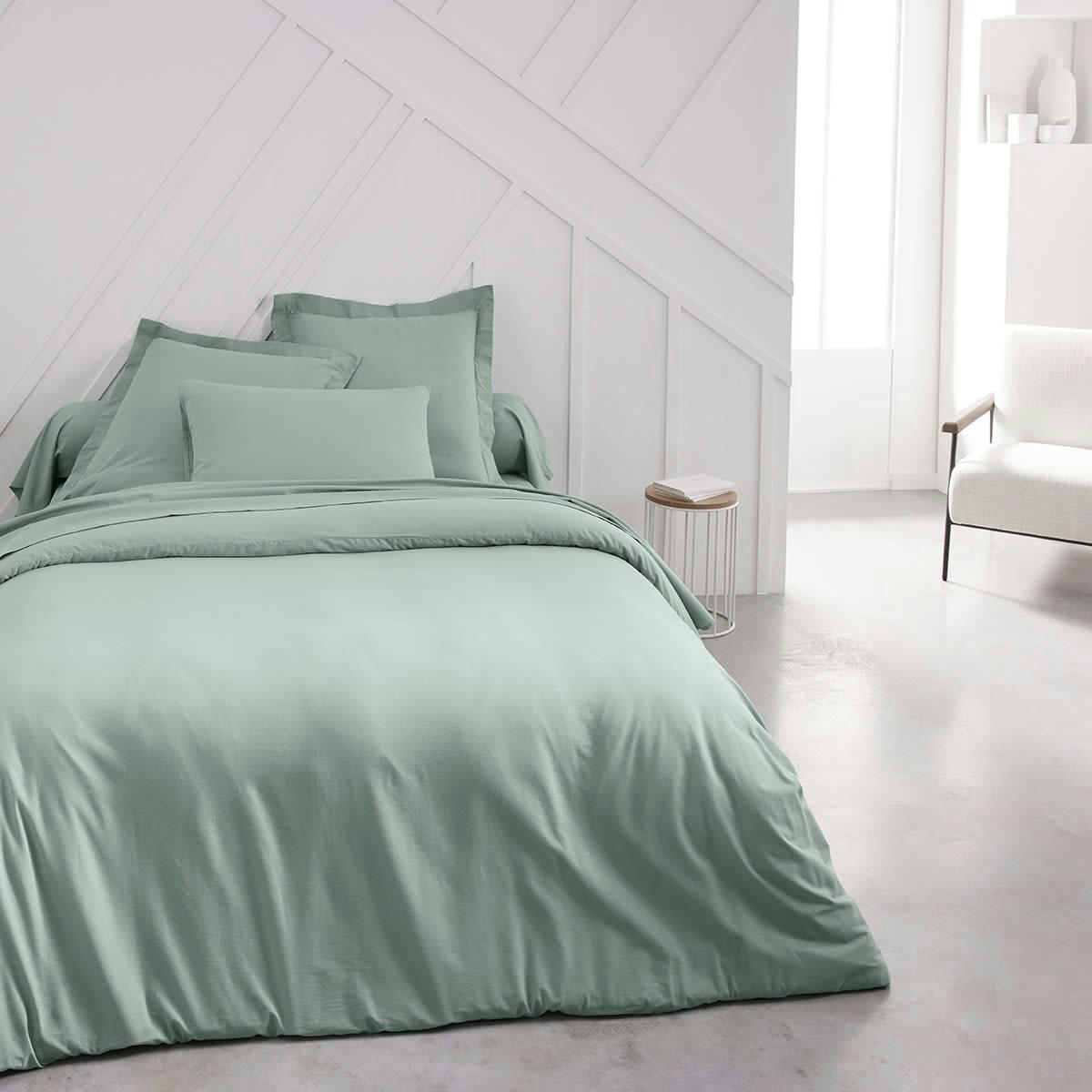 ESSENTIAL - Drap housse  en Coton Vert 180x200 cm