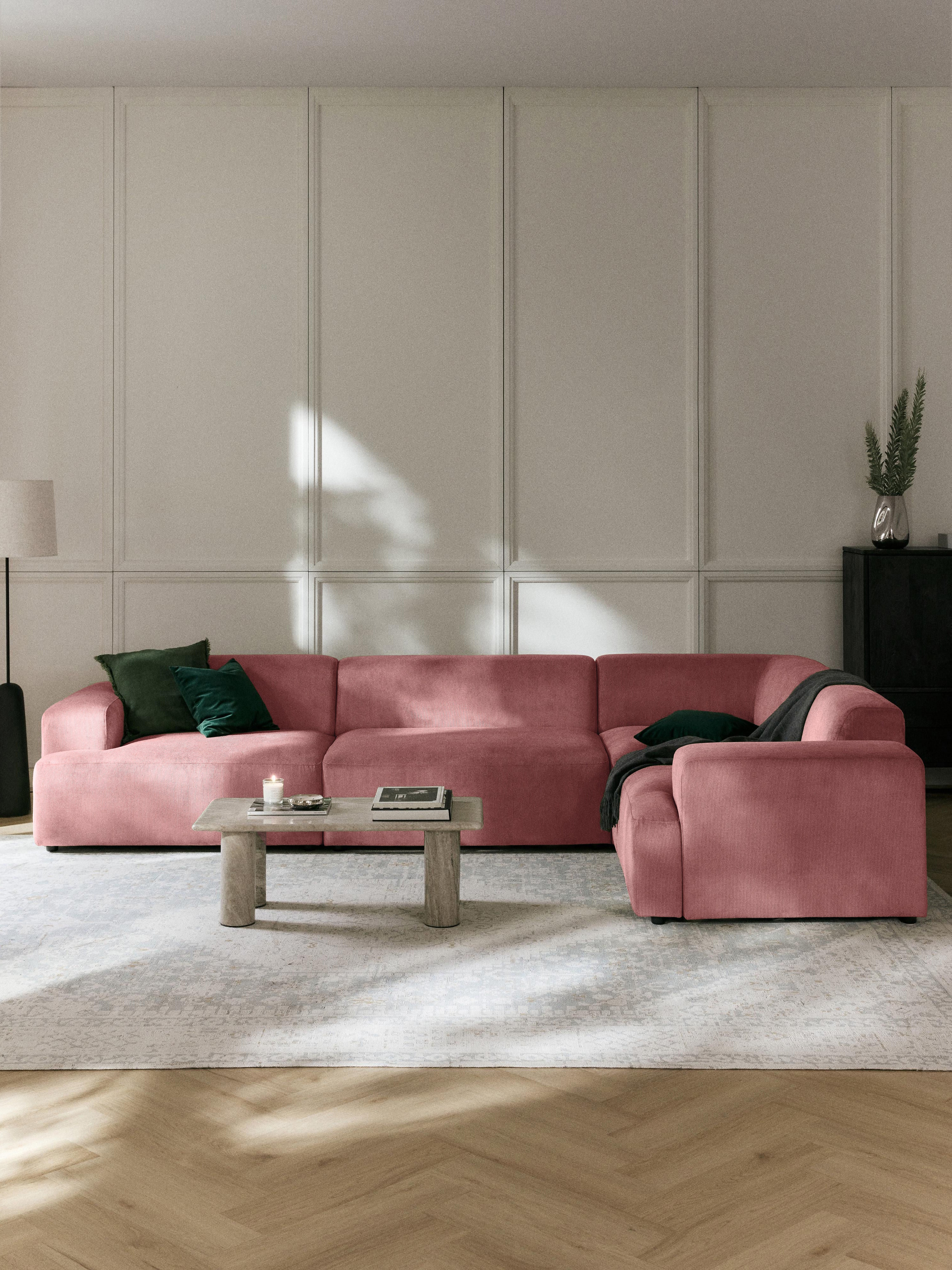 Großes Cord-Ecksofa Melva (4-Sitzer)
