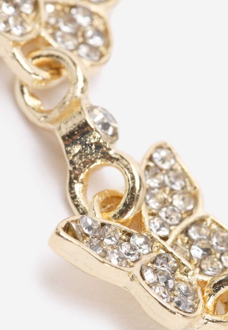 Womens Gold Diamante Butterfly Charm Bracelet
