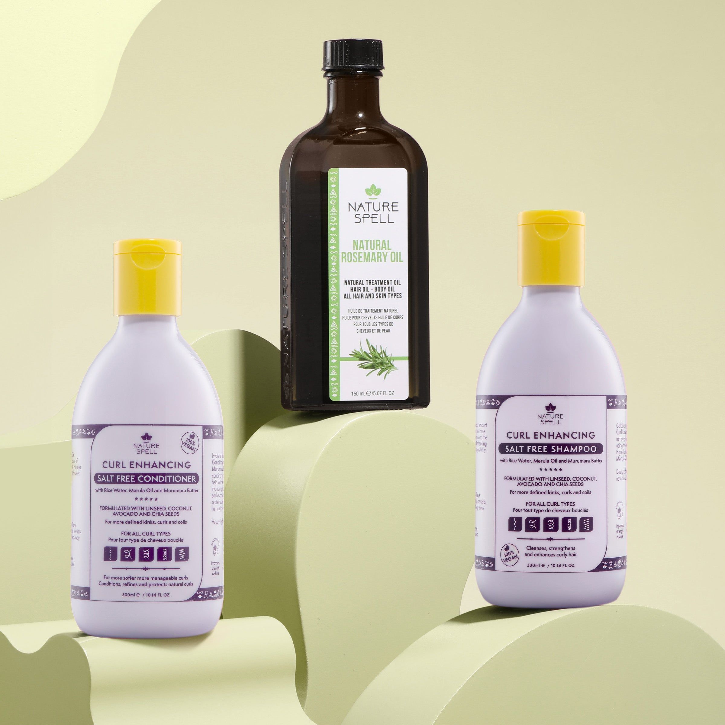 Nature Spell Curl & Grow Set Rosemary Oil Curl Enhancing Shampoo & Conditione