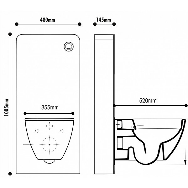 Pack WC suspendu avec bâti Verre blanc   Cuvette suspendue sans bride et abattant slim