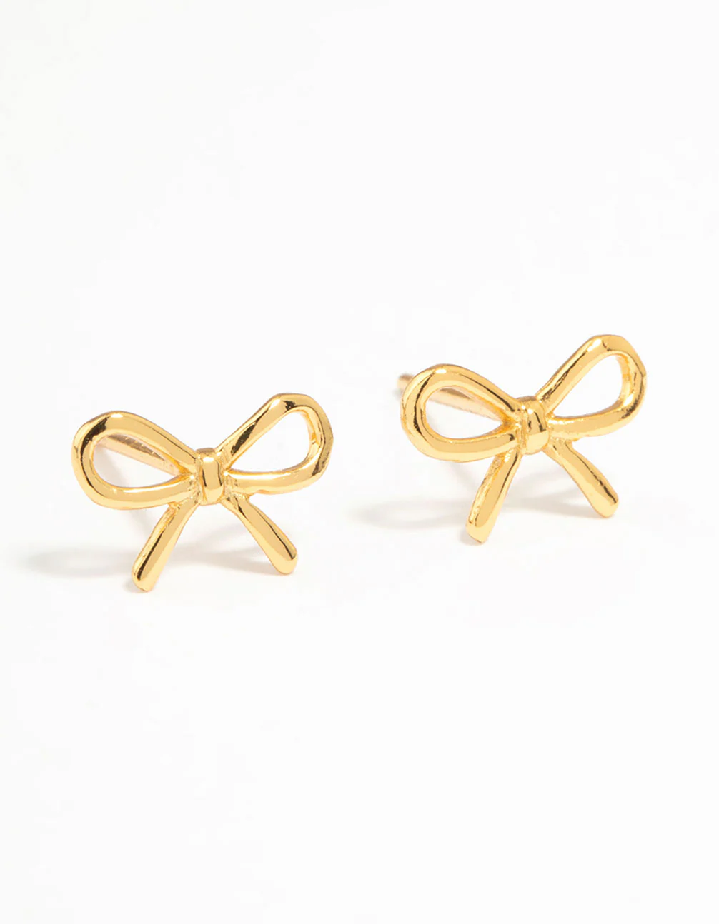Gold Plated Sterling Silver Bow Stud Earrings