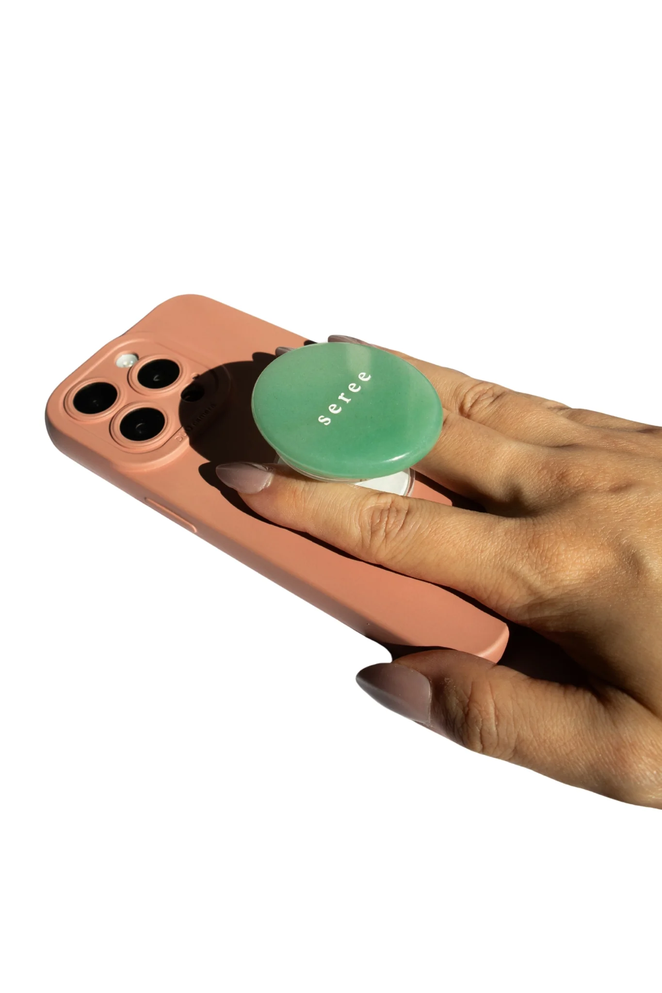 Jade Stone Pop Grip in Pebble