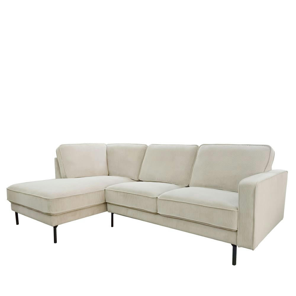 ORSO - Canapé d'angle gauche en velours côtelé beige 3,5 places