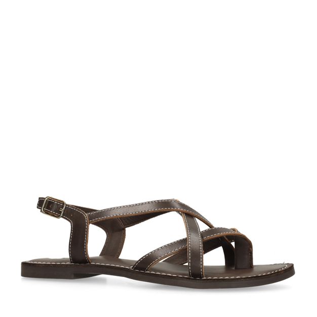 Bruine leren sandalen