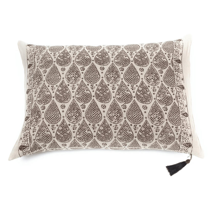 ORIENT EXPRESS - Coussin en lin pur lavé  Damla Marron 50x70