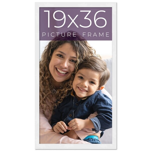 19x36 White Picture Frame - Wood Picture Frame Complete with UV