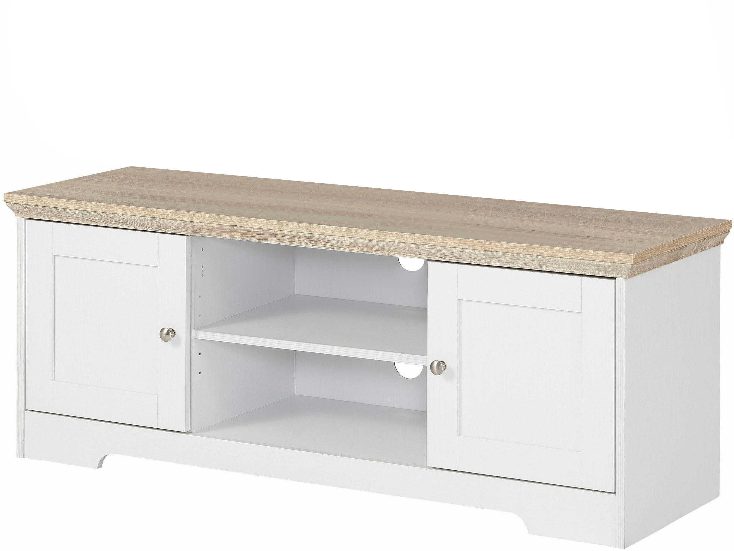 NANNA - Meuble TV avec 2 portes en panneaux de particules blanc