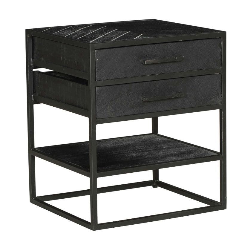 Table de chevet bois noir 2 tiroirs ALVERA