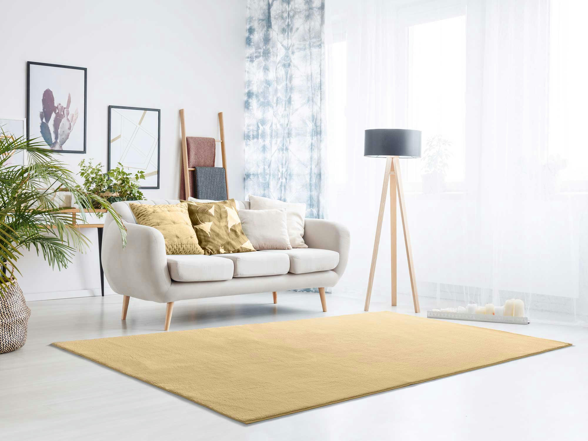 LOFT - Tapis uni lavable moutarde, 120X170 cm