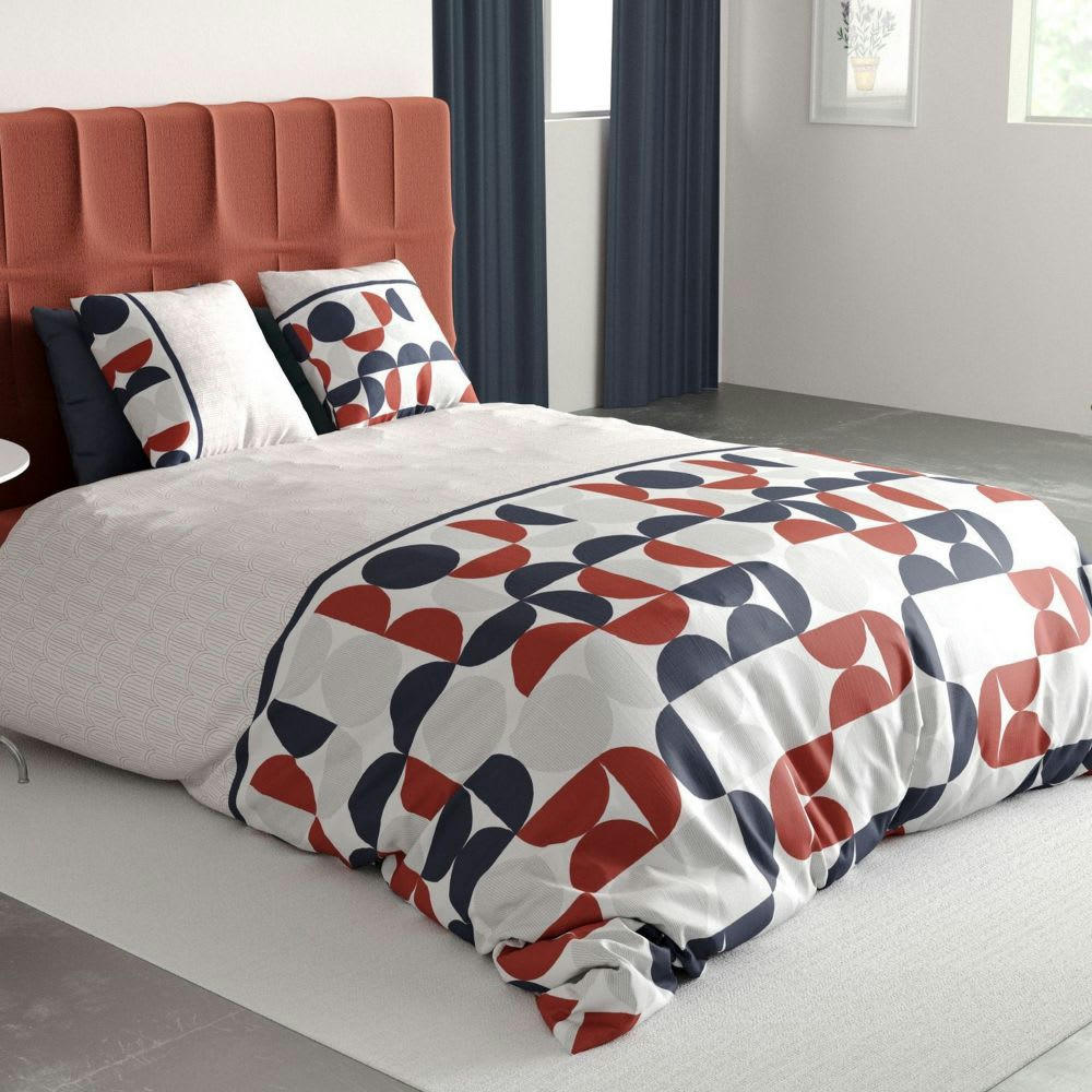 - Parure de lit 2 places coton à motifs 240x260 cm