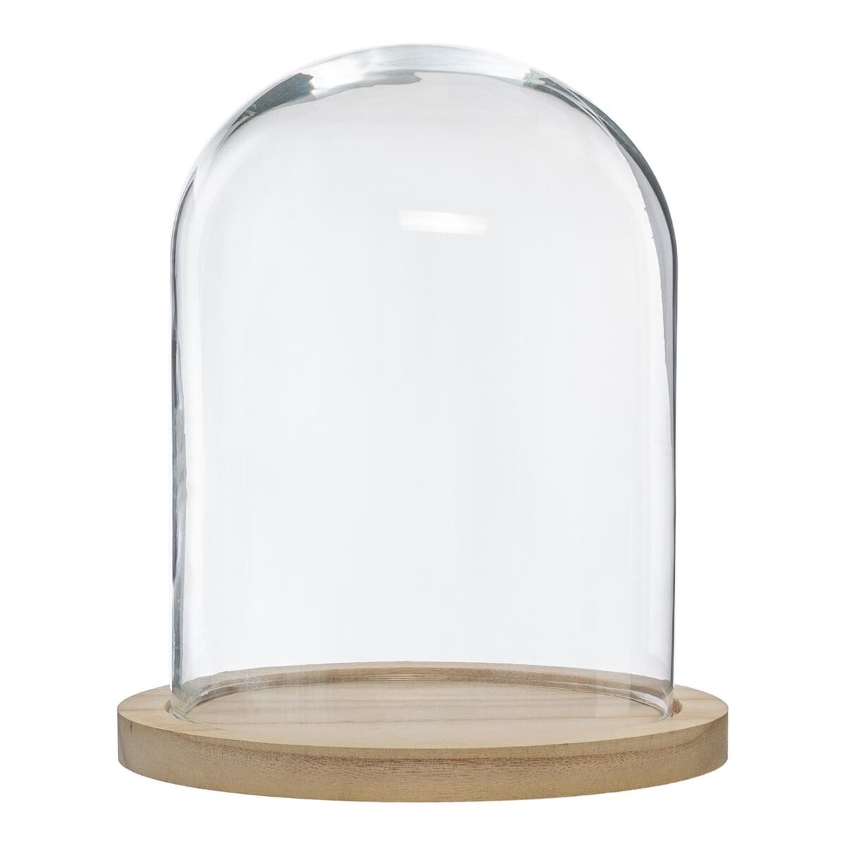 Glass and wood bell H.29,5 cm