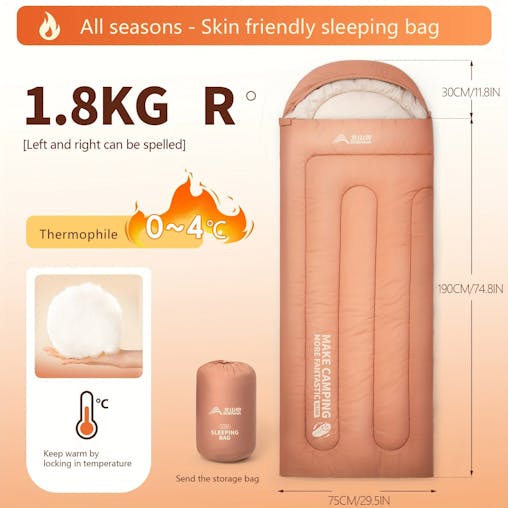 NNETM Warm Oval Sleeping Bag with Hat