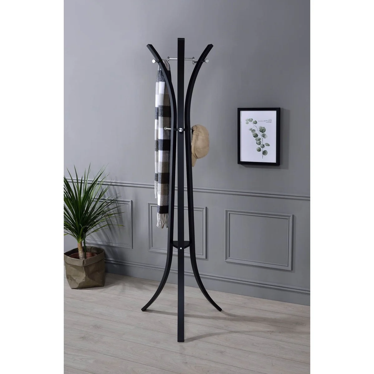 Pilaster Design Modern 9 Hook Freestanding Coat & Hat Rack - Black - 22.5Wx22.5Dx70H