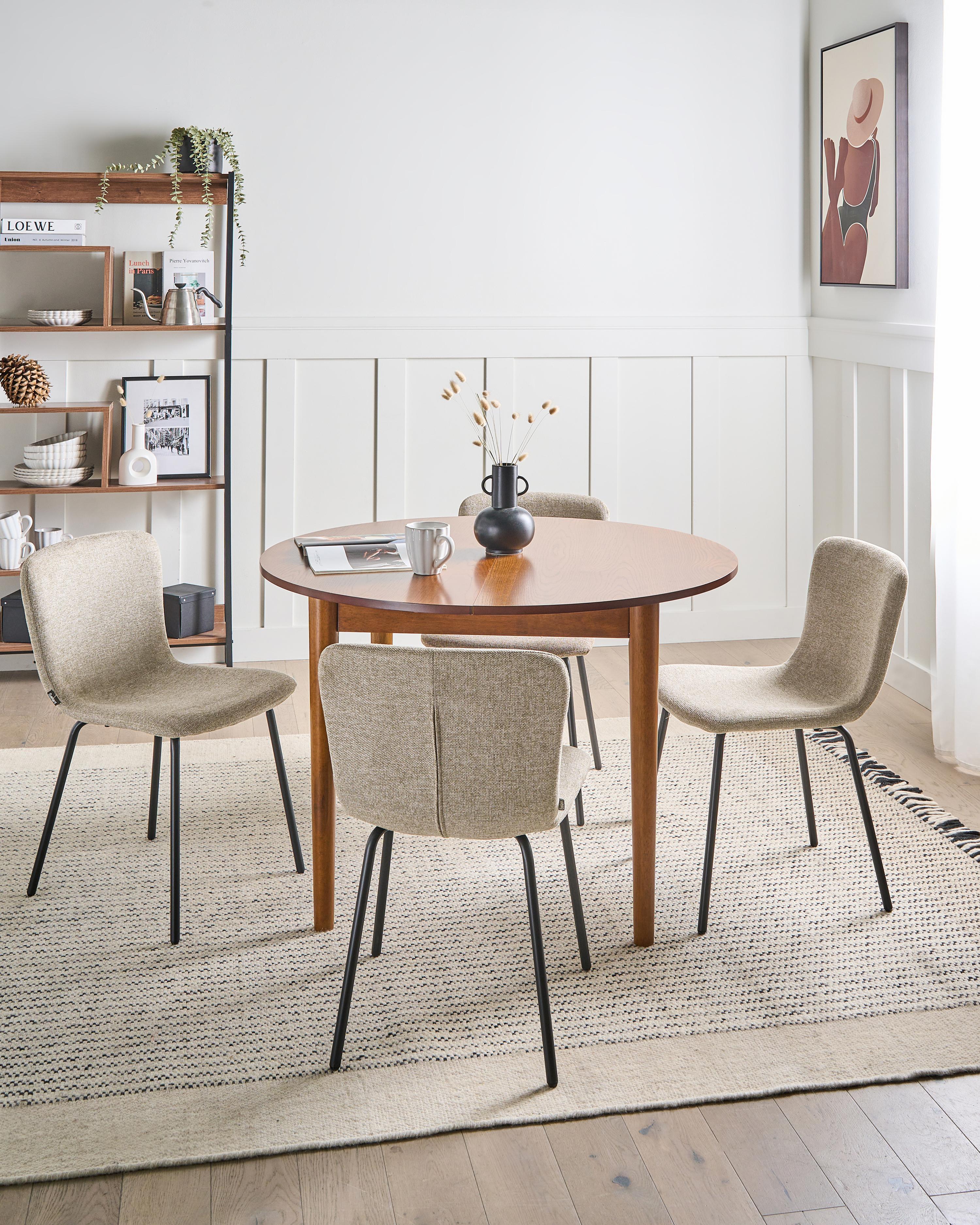 Set of 4 Dining Chairs CALDWELL Fabric Beige