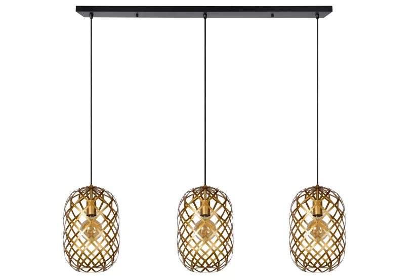 Lampa wisząca złoto-odcienie złota-czarna WOLFRAM 3xE27x60W Lucide