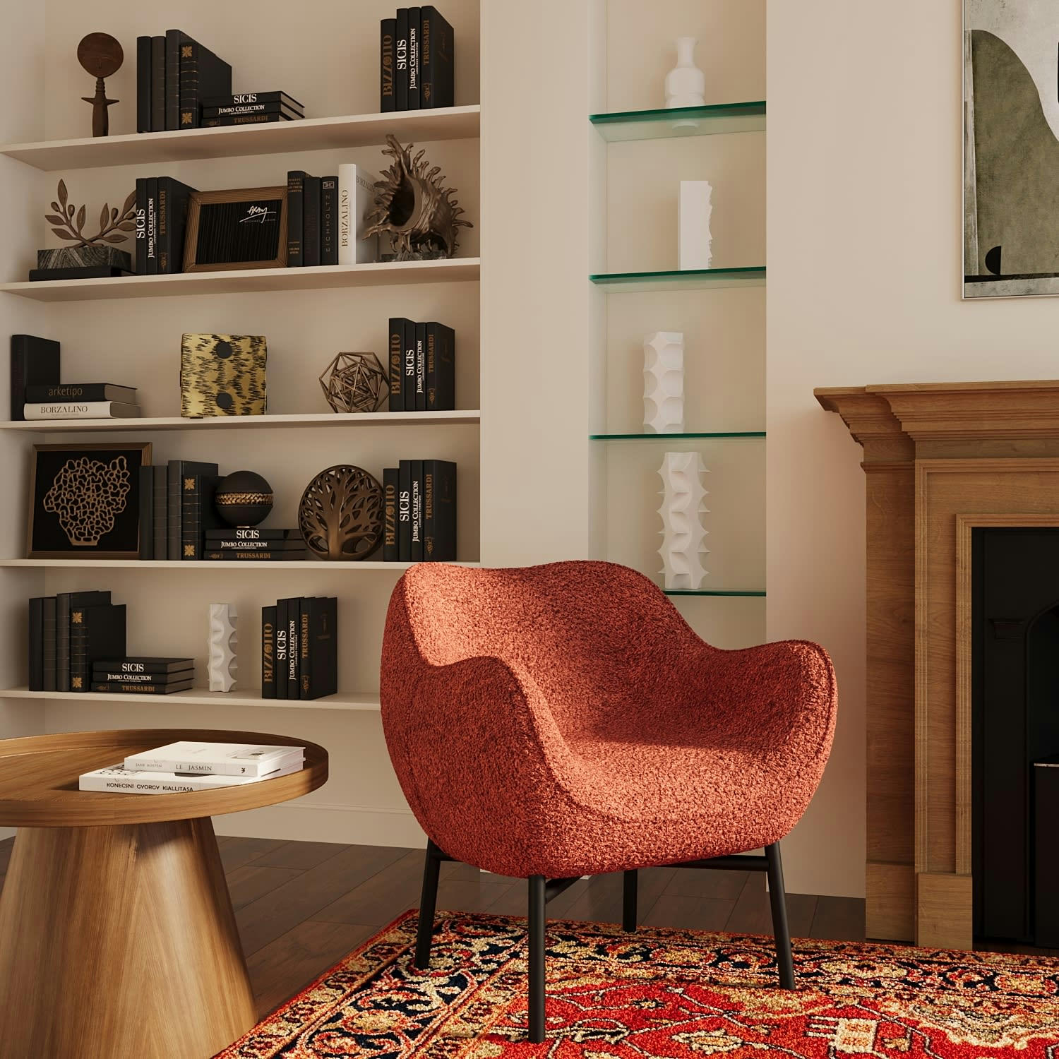 CARLA2 - Fauteuil bouclette rose