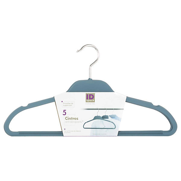 Lot de 5 cintres plastiques rubber - Bleu- 5five