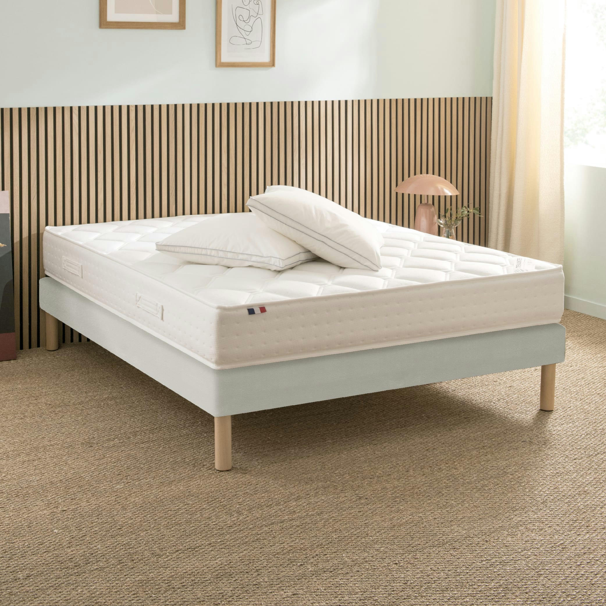 LUXE SIMILICUIR - Sommier similicuir blanc 140x190 cm