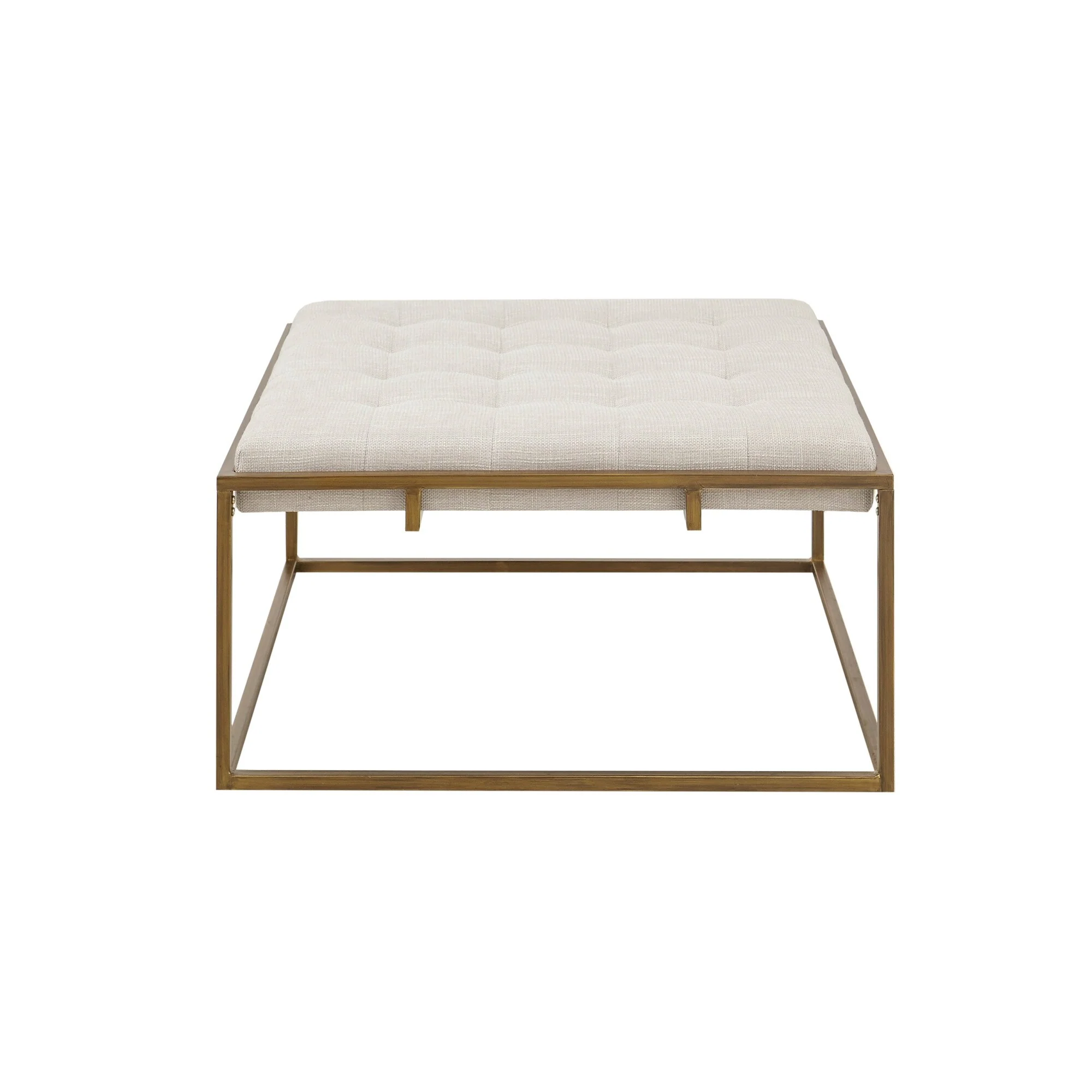 Madison Park Orrell Ivory Square Shape Tufted Upholstered Metal Base Ottoman/Coffee Table
