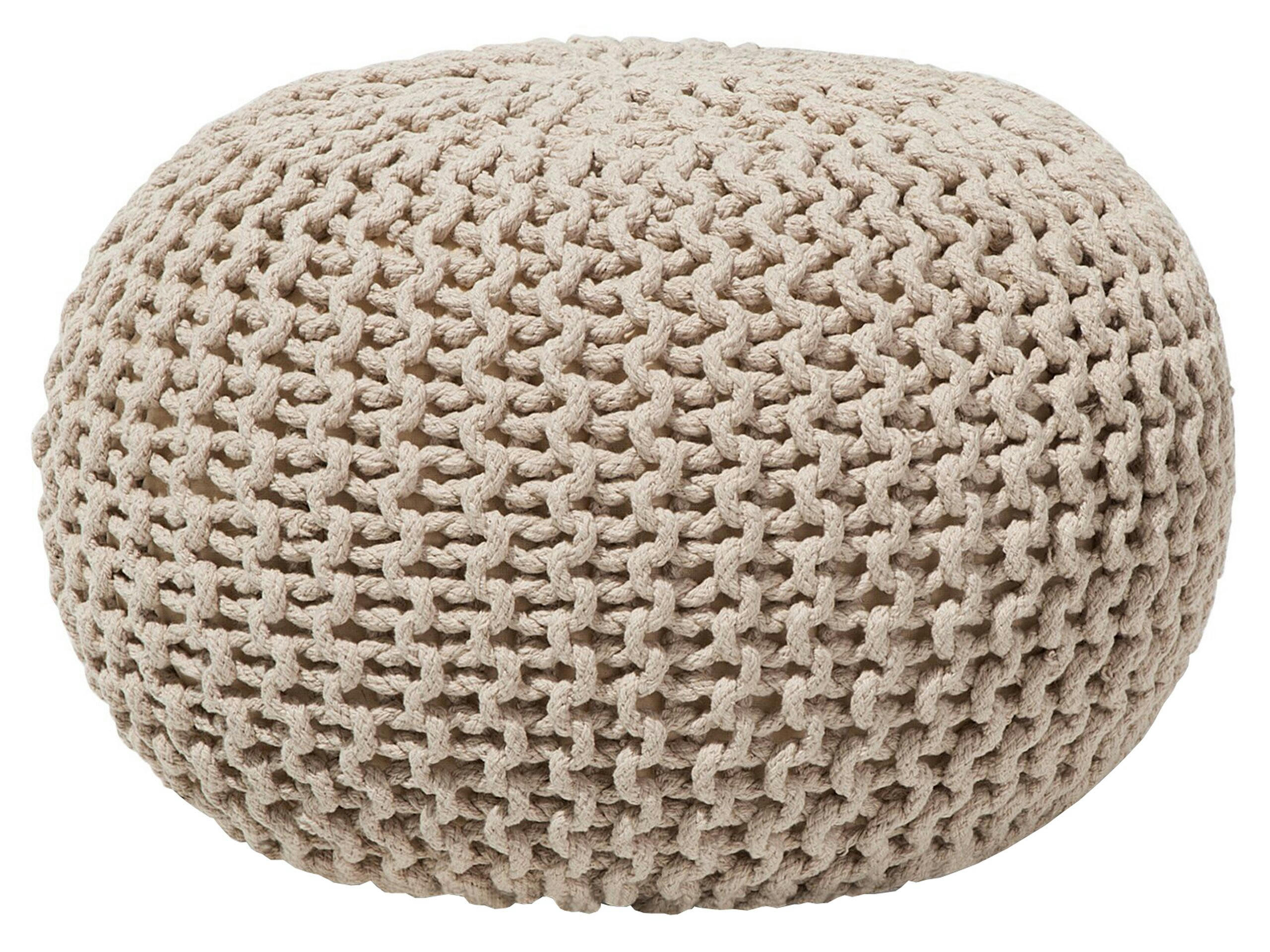 CONRAD - Pouf en coton beige 40 x 25 cm