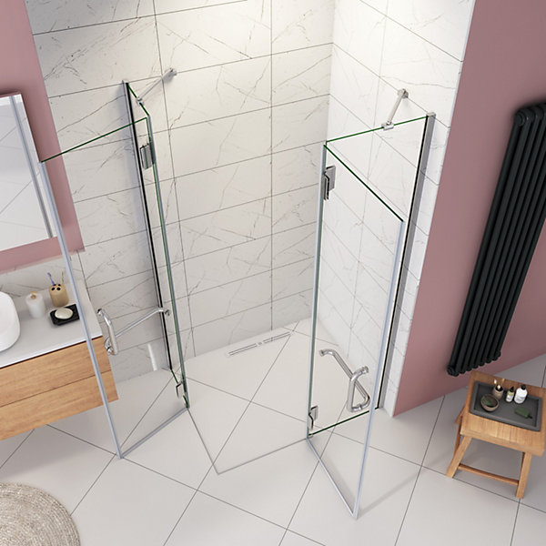 Cabine de douche - 8 mm Verre Anticalcaire - 120 x 90 x190 cm - alu Chrome -avec porte-serviette