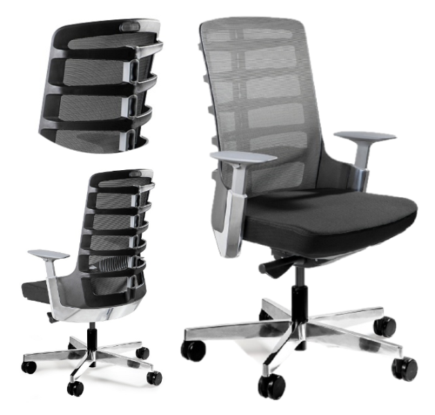 Fotel ergonomiczny SPINELLY czarny/czarny siatka/tkanina