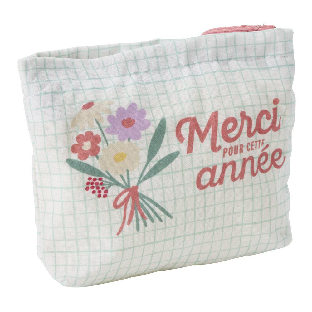Pochette remerciement tissu Merci pour cette année 15x20cm (3 modèles)