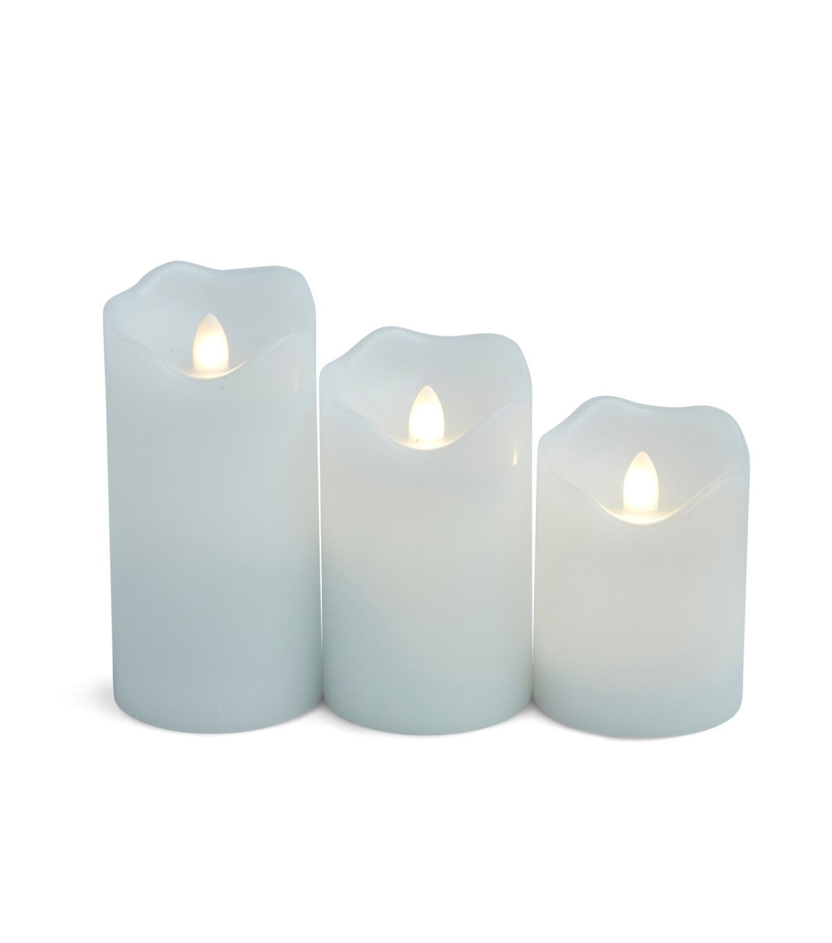 3ct LED White Assorted Size Wave Edge Pillar Candles by Hudson 43