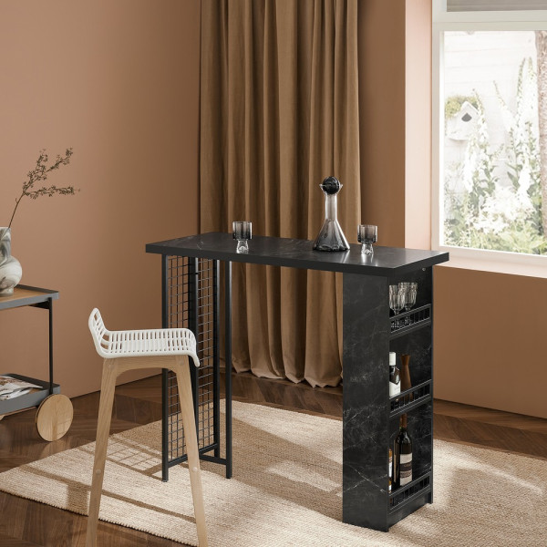 SoBuy Stół barowy z półką Czarny 120x50x105cm Przemysłowy FWT100-SCH