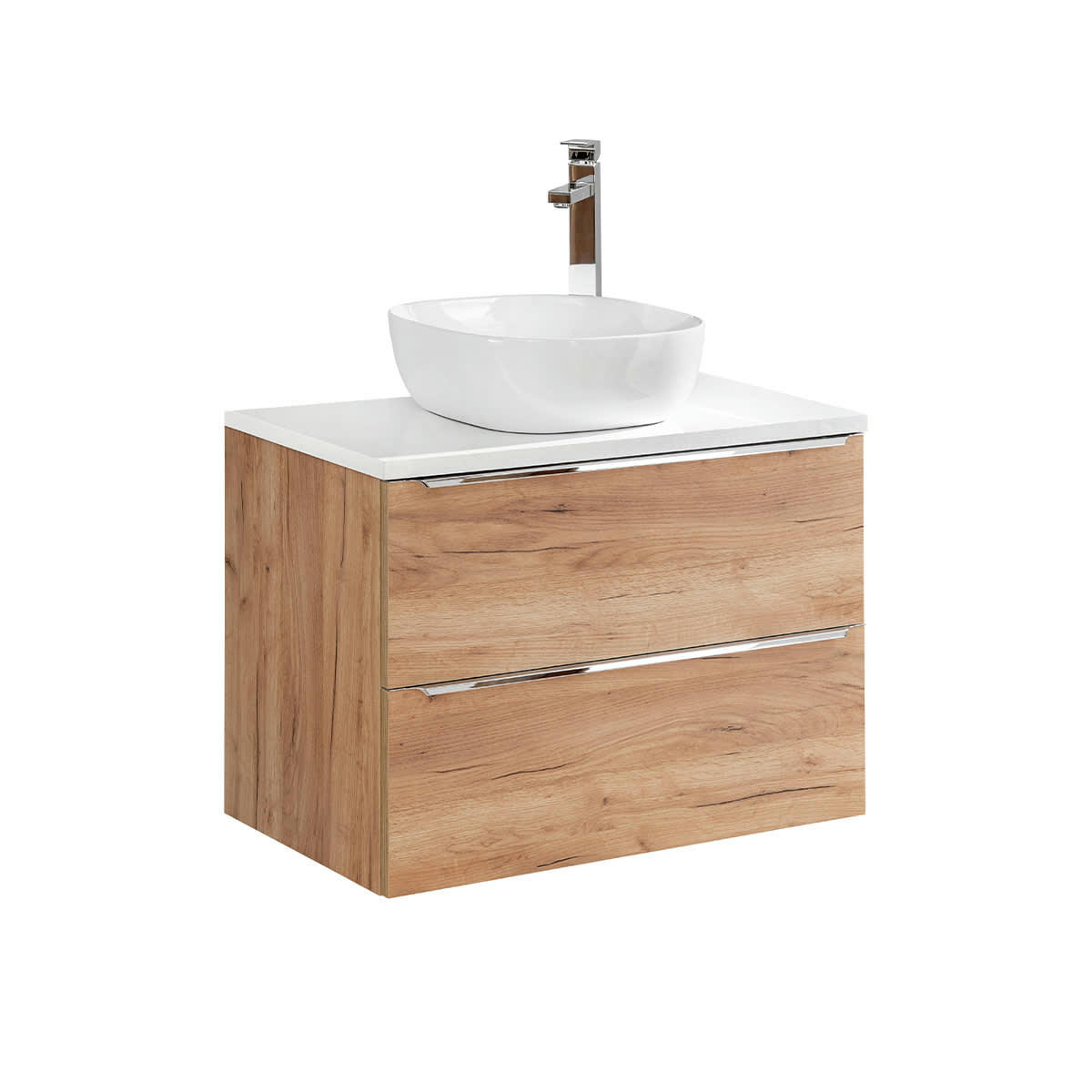 - Meuble simple vasque 80cm naturel et blanc