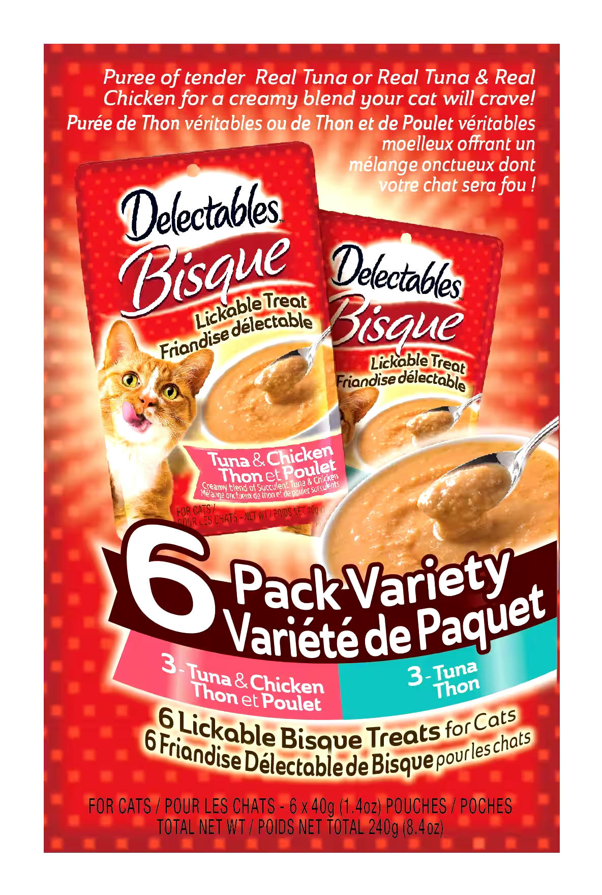 Hartz Delectables Bisque Lickable Variety Pack Wet Cat Treats, 6 x 40-g