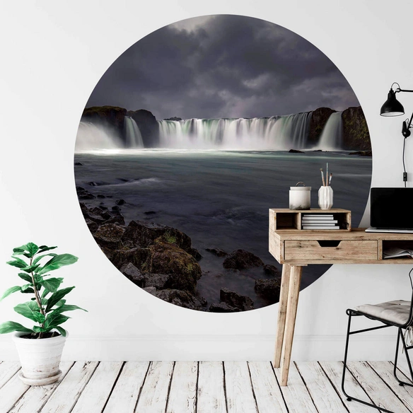 Vliestapete »Runde Vliestapete«, Cuadrado Gods of Water Wasserfall, mehrfarbig, matt