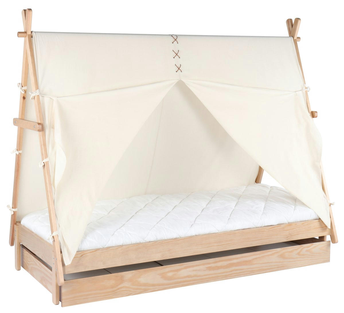 APACHE - Lit enfant   avec tiroir    effet bois   90x200