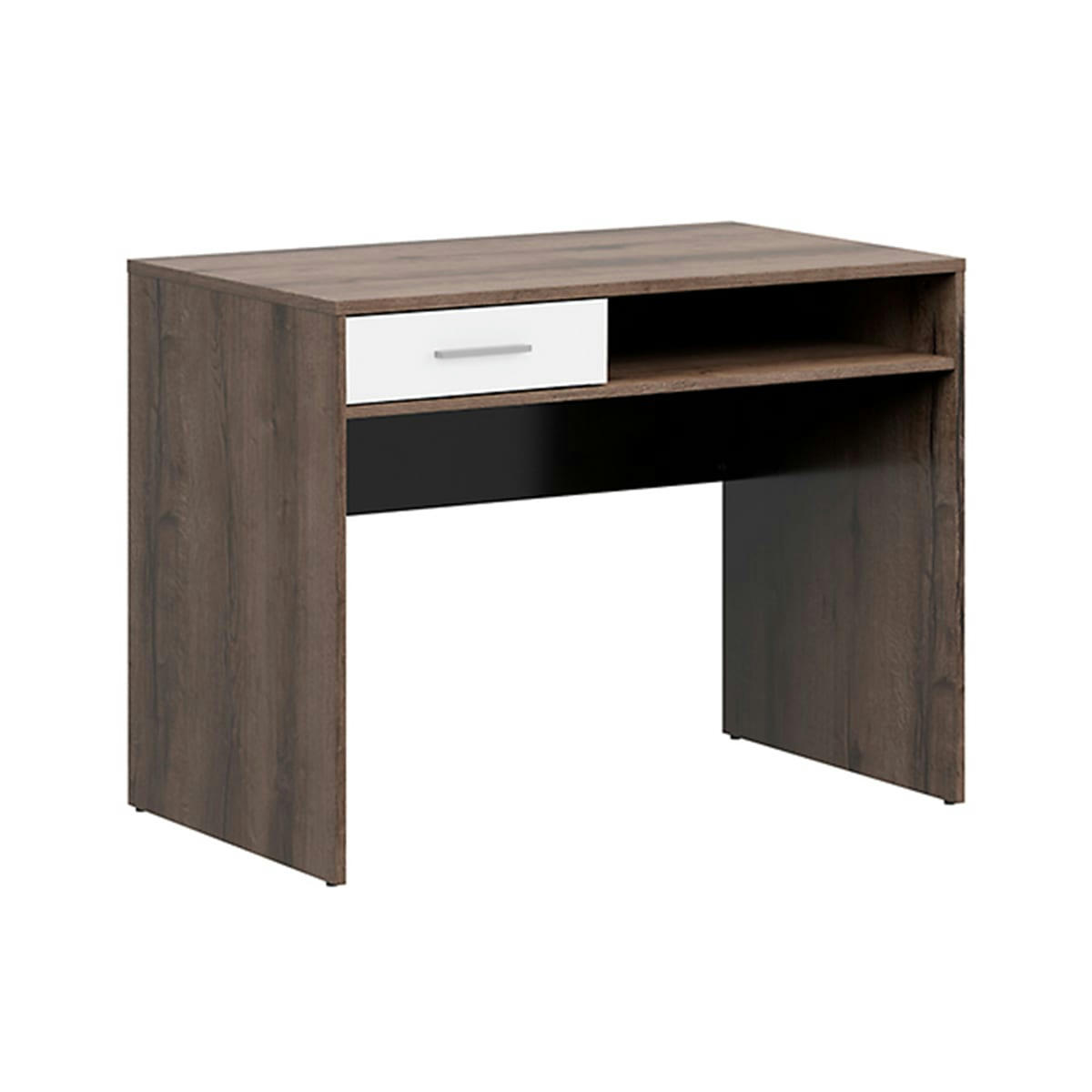 - Bureau 1 tiroir stratifiés naturel foncé et blanc