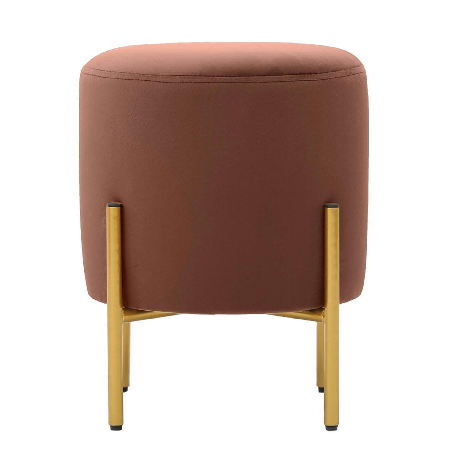 VELVET - Pouf de salon rond en velours marron