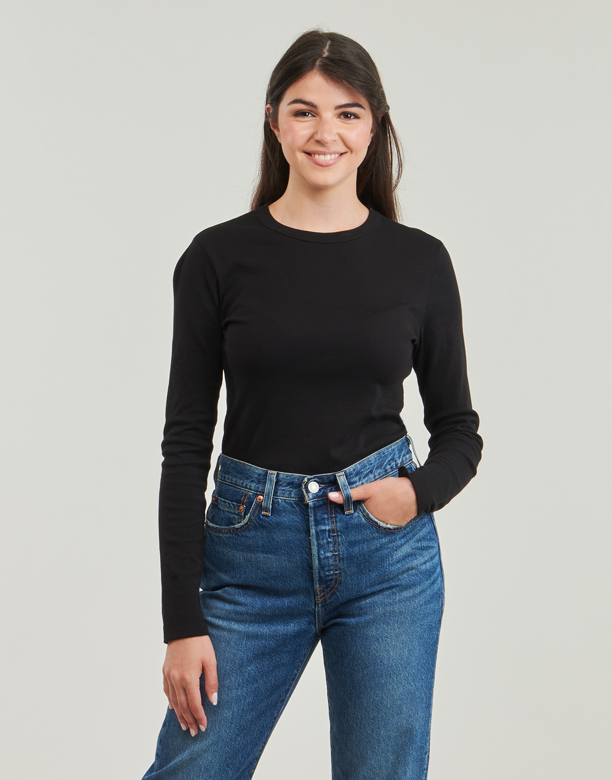 Petit Bateau - ML COL ROND - Black