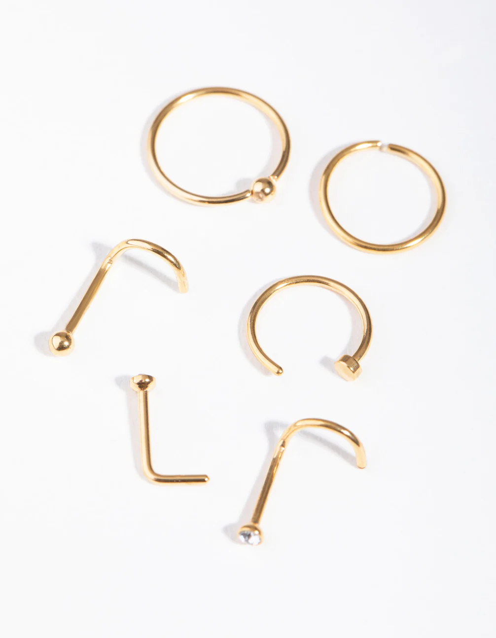 Gold Classic Mixed Nose Ring 6-Pack