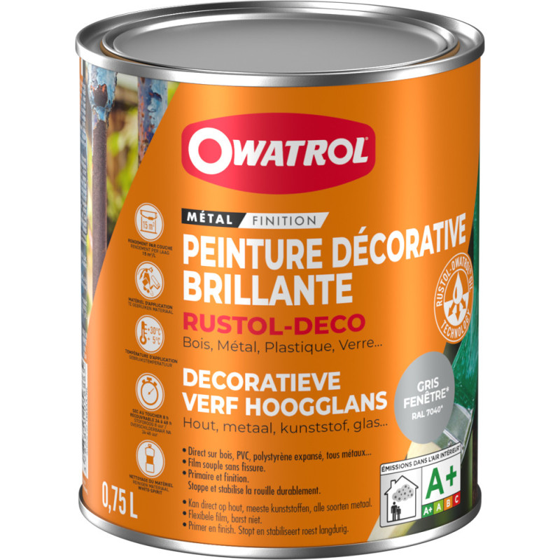 Peinture pour métal Rustol Deco gris fenêtre 0,75 L OWATROL