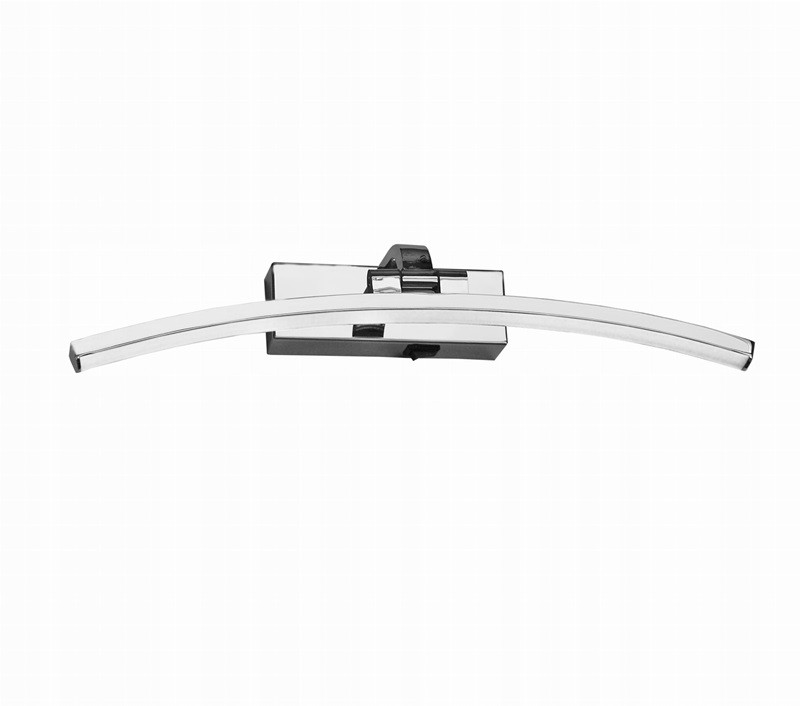 Kinkiet LED na baterie USB chrom nad okragłe lustro 40 cm