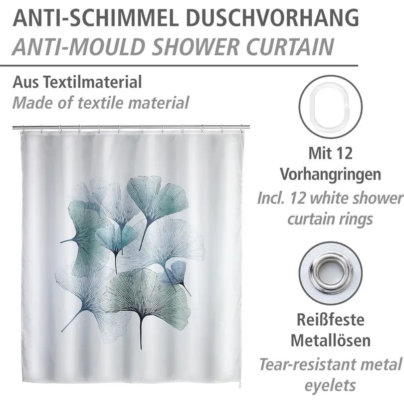 Duschvorhang 13-teilig Ginkgo