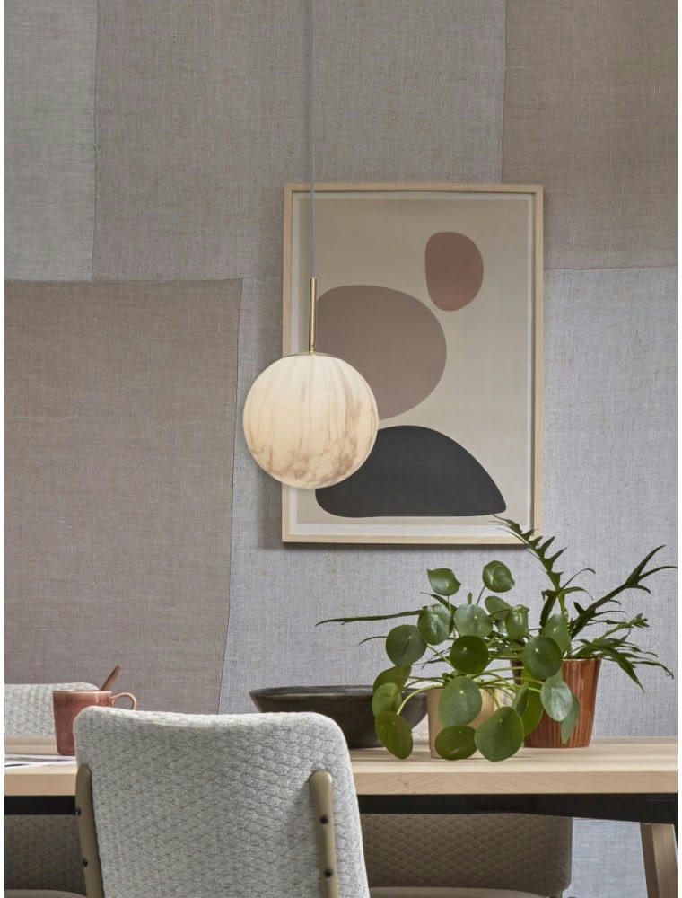 CARRARA - Suspension en fer abat-jour en verre or/verre teint, h. 35cm