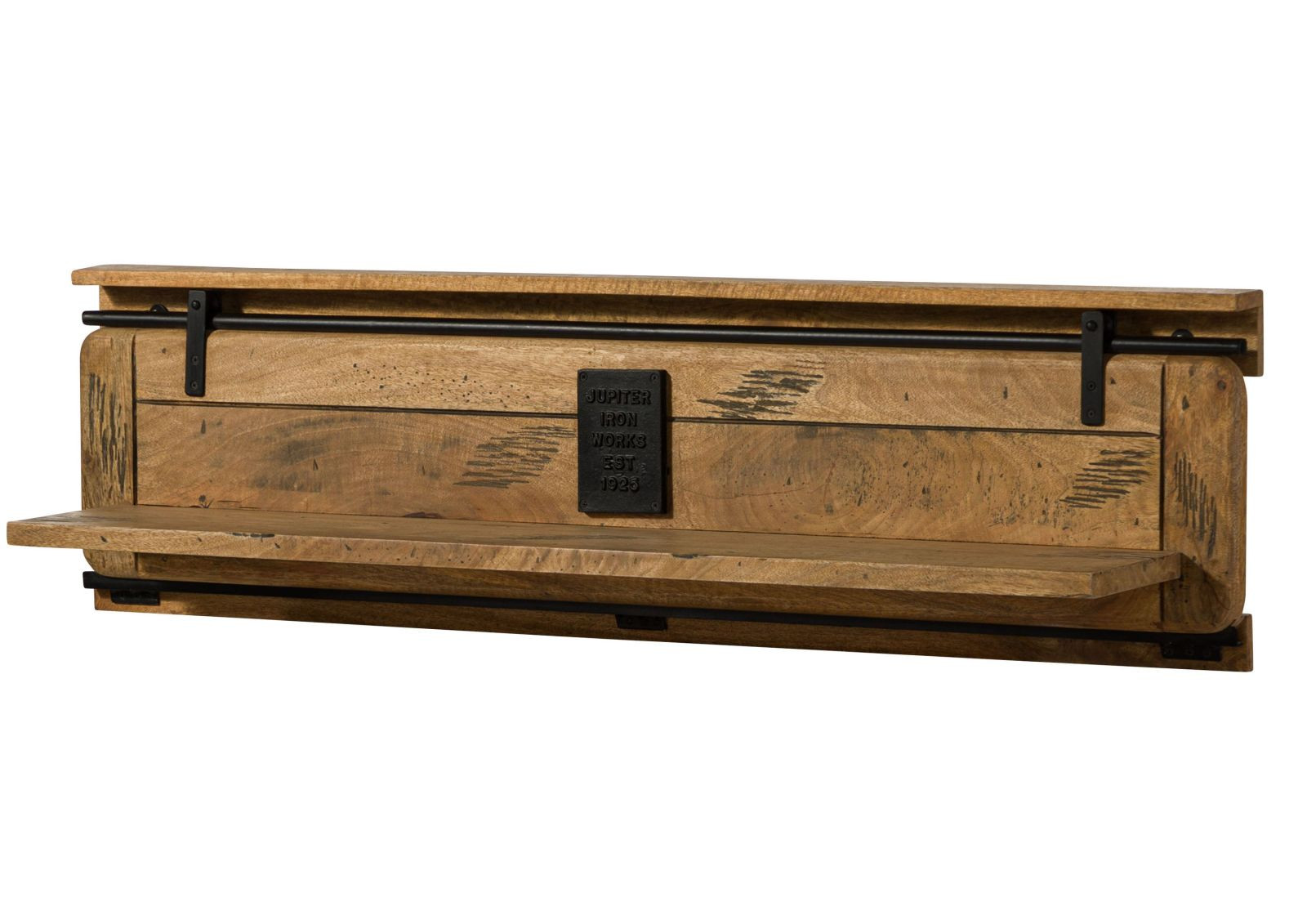RAILWAY Półka #189 Mango woskowane   metal 140x38x25 cm