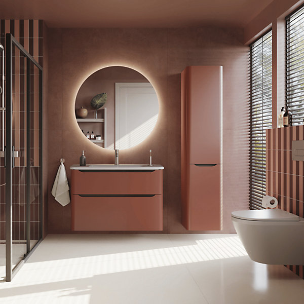 Meuble vasque suspendu VitrA Sento Round 80cm Terracotta mat   Colonne version droite